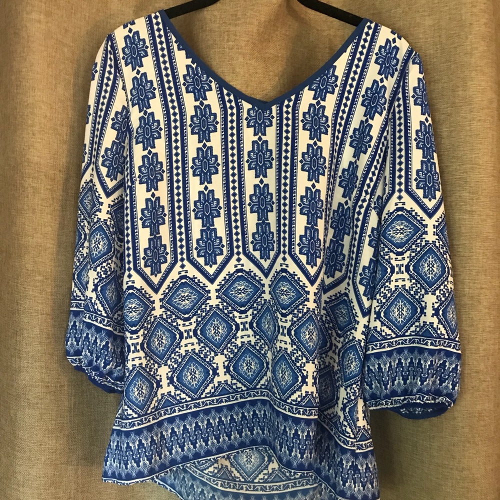 Francesca’s 3/4 Sleeve Blue Top
